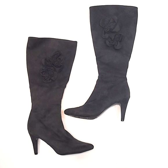 Velvet Heart Rosa Knee-High Boot Pointed Toe Stiletto Floral Accent Side Zipper - Picture 16 of 16